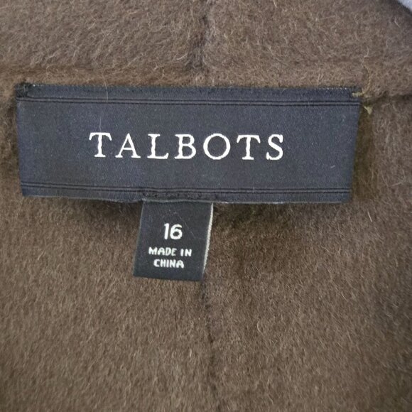 Talbots NWOT Army Green Felted Wool Blend 1 Button Blazer Size 16 - Picture 4 of 6